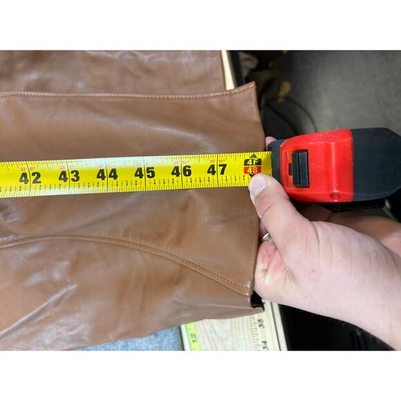 Deadwood Leather Trench Coat Womens XL Brown Lined Belted Winter Cozy Outdoor - Picture 4 of 8